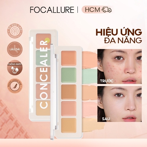 FOCALLURE Kem che khuyết điểm 5 màu độ che phủ cao không thấm nước lâu trôi 4.3g