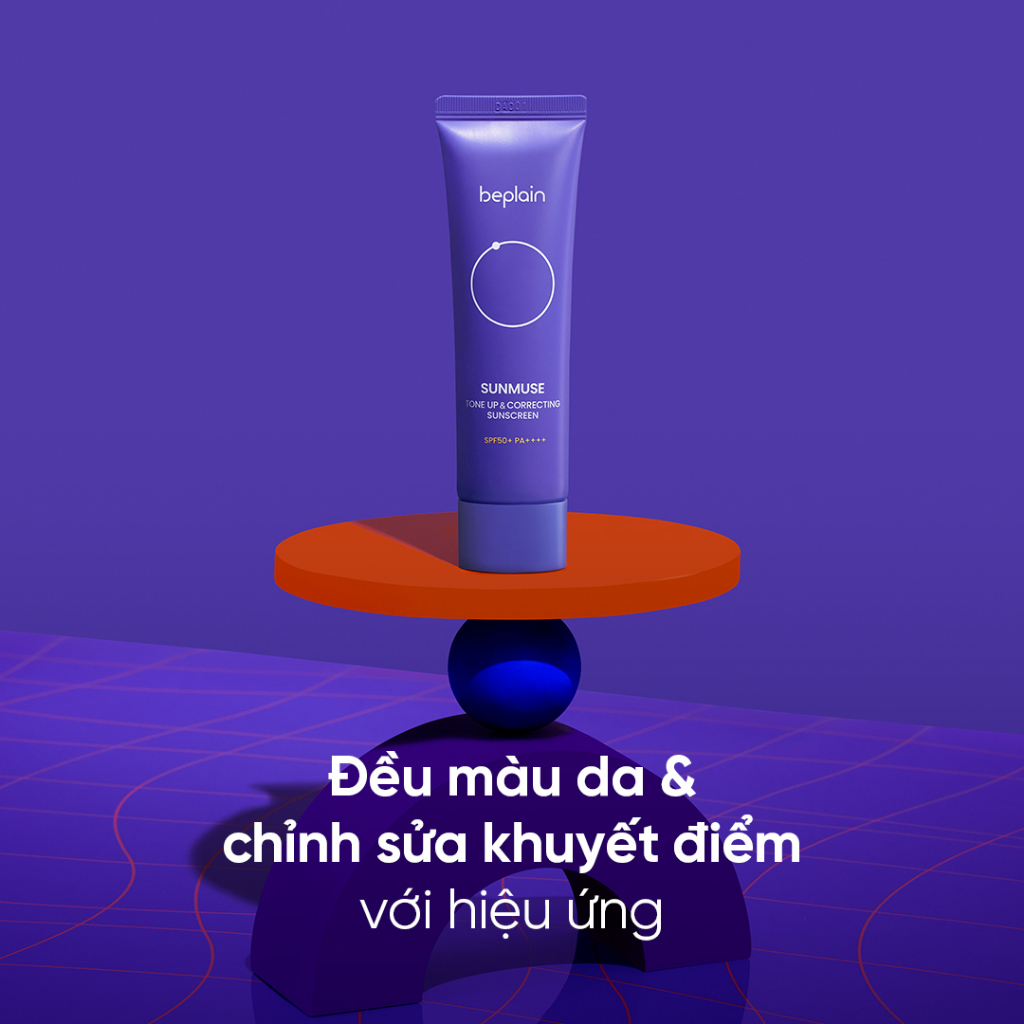 Kem chống nắng BEPLAIN Sunmuse màu tím nâng tone hiệu chỉnh màu da SPF 50+ PA++++ 50ml